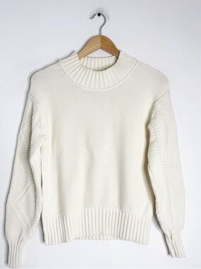 Everlane Sweater Cream Mock Boxy Knit Sweater Size XXS